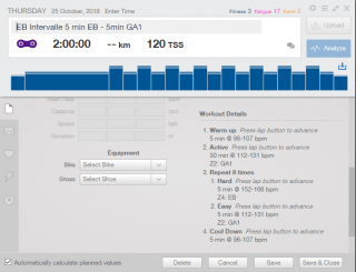 training session with heart rate zones